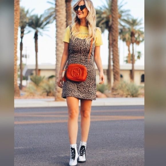 Wild Fable Dresses | New Wild Fable Tan Black Leopard Animal Print Corduroy Jumper Dress Sz Xs New | Color: Black/Tan | Size: Xs | Wickedrosevtg's